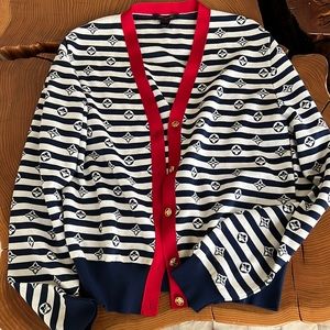 Louis Vuitton monogrammed cardigan. Size large, authenticity guaranteed.